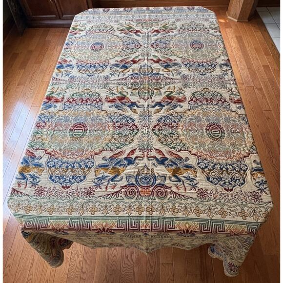 Vtg Algier Italian Embroidered Tablecloth Tapestry Persian Style 78.7" x 98.4" - Picture 1 of 16